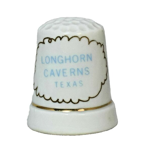 Longhorn Caverns Vintage Texas Souvenir Porcelain Thimble Collectible - Picture 1 of 5